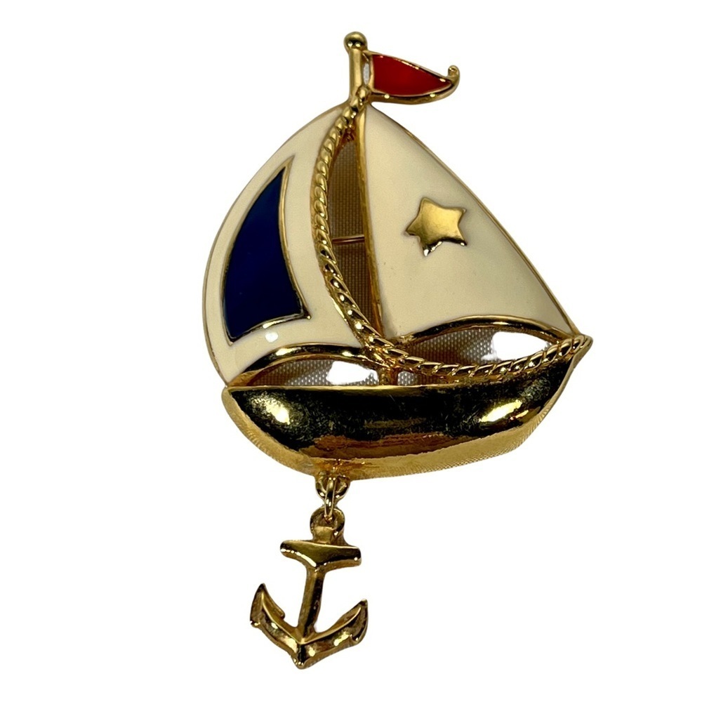 Vintage‎ Avon Enameled Sailboat Brooch